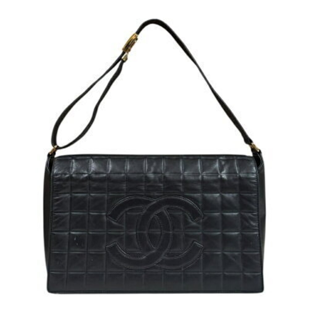 Chanel Chocobar Shoulder Bag Black Lambskin